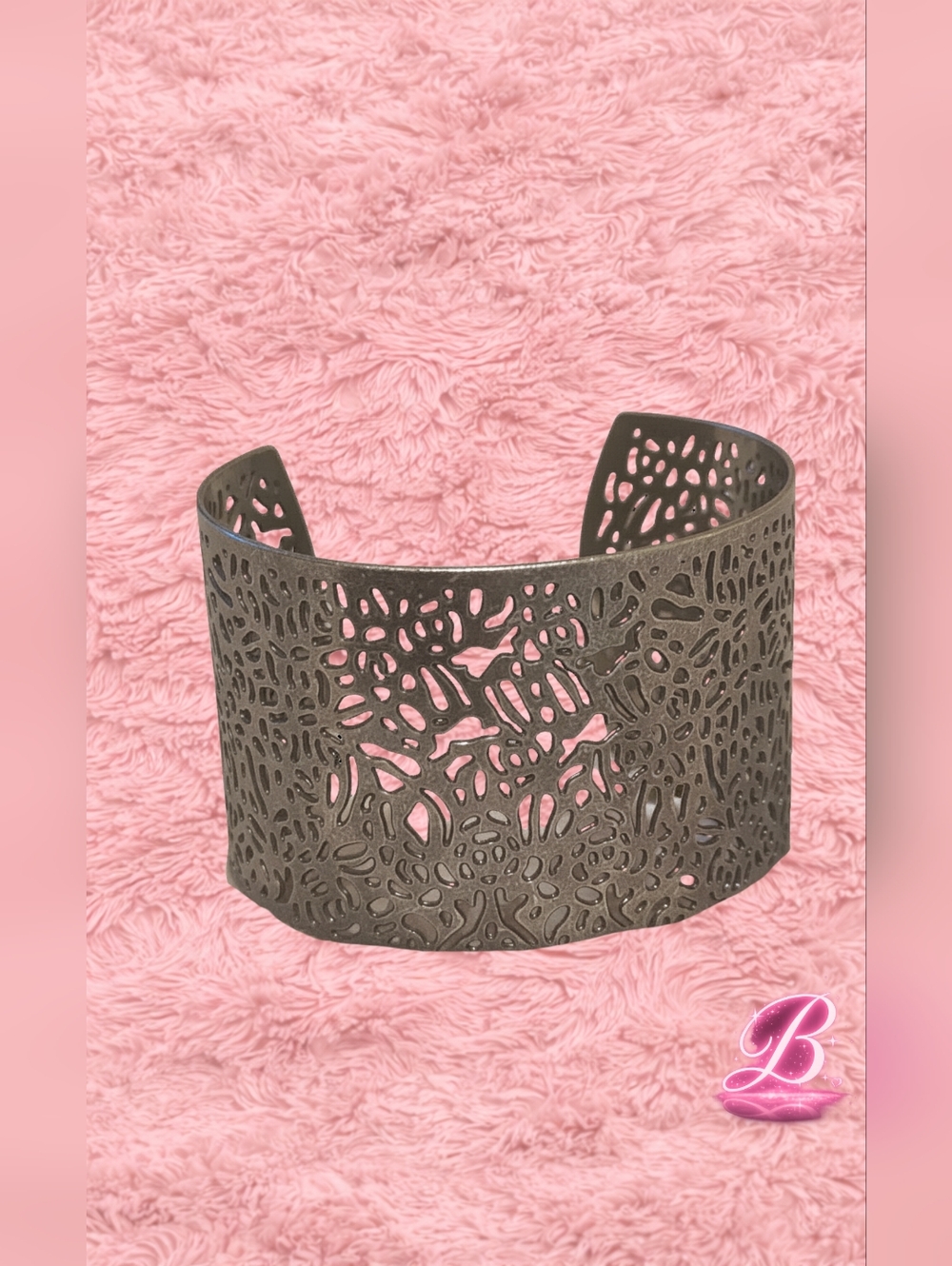 Metallic Laser Cut Cuff Bracelet - Picture 2 of 3